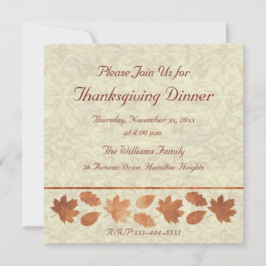 Invitation Dîner Thanksgiving (Devant)