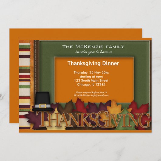 Invitation Dîner Thanksgiving (Devant / Derrière)