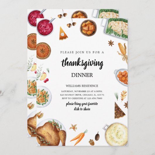 Invitation Dîner Thanksgiving (Devant / Derrière)