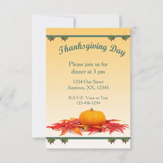 Invitation Dîner Thanksgiving (Devant)