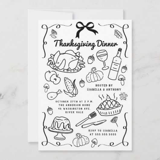 Invitation Dîner Thanksgiving à la main (Devant)