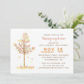 Invitation Dîner Thanksgiving Aquarelle Automne Arbre Feuille (Debout devant)