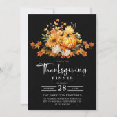 Invitation Dîner Thanksgiving Aquarelle Automne Citrouille (Devant)