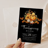 Invitation Dîner Thanksgiving Aquarelle Automne Citrouille