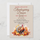 Invitation Dîner Thanksgiving Aquarelle Turquie, Citrouille (Devant)