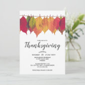 Invitation Dîner Thanksgiving Autumn Leves Vintage Lights (Debout devant)