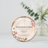 Invitation Dîner Thanksgiving Bois rustique Feuilles d'automn (Debout devant)