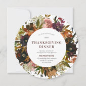 Invitation Dîner Thanksgiving Bourgogne Rouge Floral Moderne (Devant)