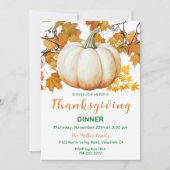 Invitation Dîner Thanksgiving Citrouille d'automne (Devant)