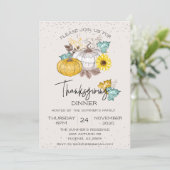 Invitation Dîner Thanksgiving Citrouille de Parties scintilla (Debout devant)