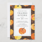 Invitation Dîner Thanksgiving | Citrouilles aquarelles (Devant)