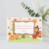 Invitation Dîner Thanksgiving dinde dinde ajouter des informa (Debout devant)