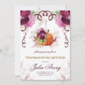 Invitation Dîner Thanksgiving Élégant automne Bourgogne (Devant)