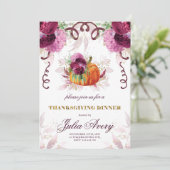 Invitation Dîner Thanksgiving Élégant automne Bourgogne (Debout devant)