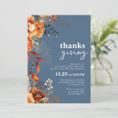 Invitation Dîner Thanksgiving floral (Debout devant)