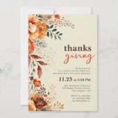 Invitation Dîner Thanksgiving floral (Devant)