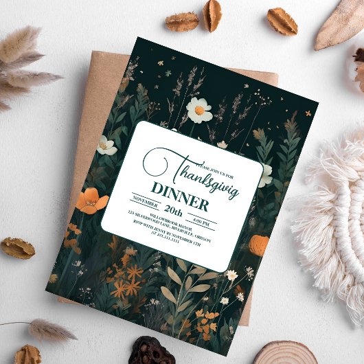 Invitation Dîner Thanksgiving Floral
