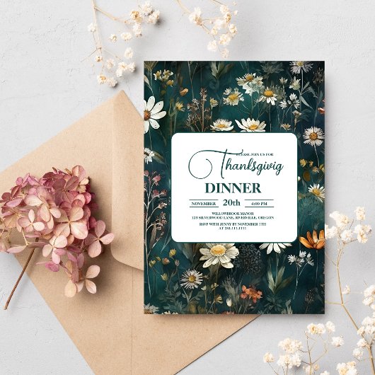 Invitation Dîner Thanksgiving Floral