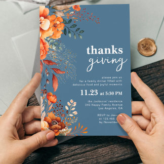 Invitation Dîner Thanksgiving floral