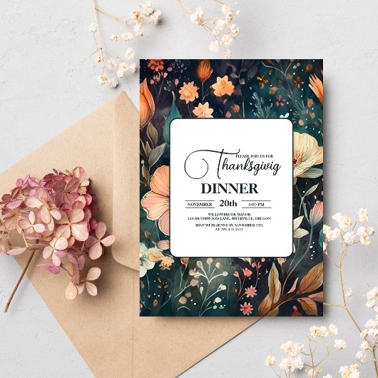 Invitation Dîner Thanksgiving Floral