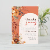 Invitation Dîner Thanksgiving floral (Debout devant)
