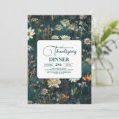 Invitation Dîner Thanksgiving Floral (Debout devant)