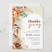 Invitation Dîner Thanksgiving floral (Devant)