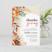 Invitation Dîner Thanksgiving floral (Debout devant)