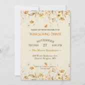 Invitation Dîner Thanksgiving Flores Rustiques Personnalisé (Devant)