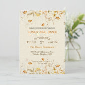 Invitation Dîner Thanksgiving Flores Rustiques Personnalisé (Debout devant)
