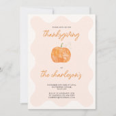 Invitation Dîner Thanksgiving moderne Citrouille aquarelle (Devant)