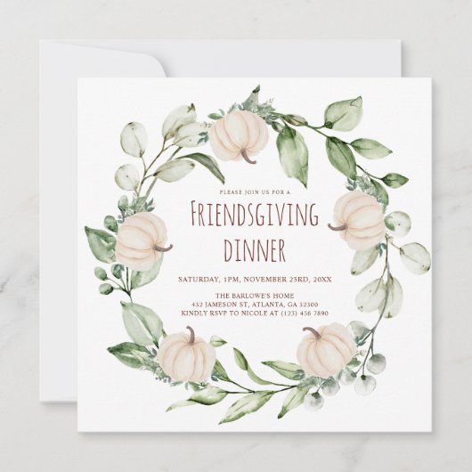 Invitation Dîner Thanksgiving moderne Fête de l'Action d'Ami (Devant)