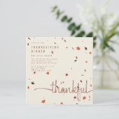 Invitation Dîner Thanksgiving moderne Feuille Script (Debout devant)