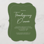 Invitation Dîner Thanksgiving moderne Sage Vert Blanc Script (Devant / Derrière)