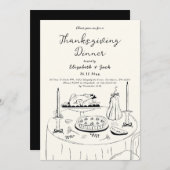 Invitation Dîner Thanksgiving noir & blanc (Devant / Derrière)