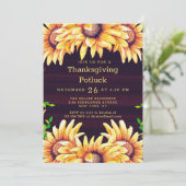 Invitation Dîner Thanksgiving Potluck Russe Chute Tournesols (Debout devant)