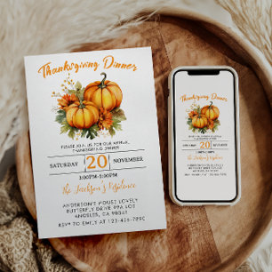 Invitation Dîner Thanksgiving Rassemblement de la famille de