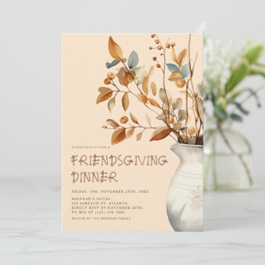 Invitation Dîner Thanksgiving Rustique Automne Amical (Debout devant)