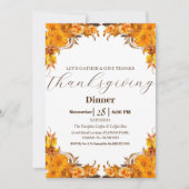 Invitation Dîner Thanksgiving Simple Elegant Automne Automne (Devant)