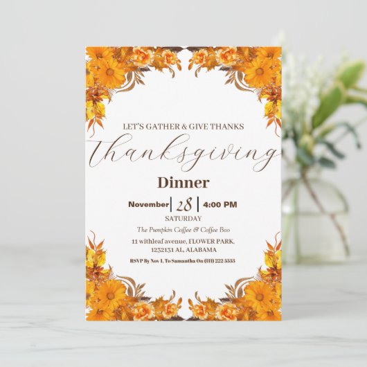 Invitation Dîner Thanksgiving Simple Elegant Automne Automne (Debout devant)