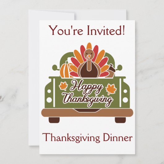 Invitation Dîner Thanksgiving sur mesure (Devant)