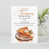 Invitation Dîner Thanksgiving traditionnel à tarte Citrouille (Debout devant)