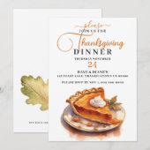 Invitation Dîner Thanksgiving traditionnel à tarte Citrouille (Devant / Derrière)