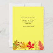 Invitation Dîner Thanksgiving Turquie Fête (Dos)