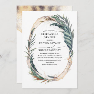 Invitation Dîner tropical de répétition d'or de palmettes de