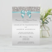 Invitation Dîner turquoise de répétition de mariage d'arc de (Debout devant)