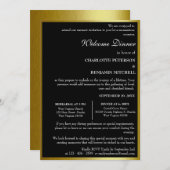 Invitation Dîner unique de répétition noir et or (Devant / Derrière)