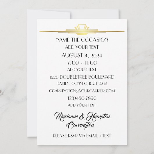 Invitation Dîner Unique Invite (Dos)