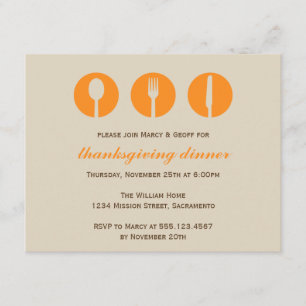 Invitation Diner urbain orangé de fête Thanksgiving