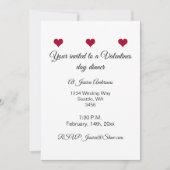 Invitation Dîner valentin au coeur rouge (Devant)